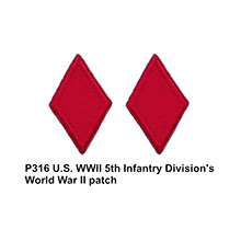 U.S. WWII Army Patch - 5th Infantry Division - Color (pair)